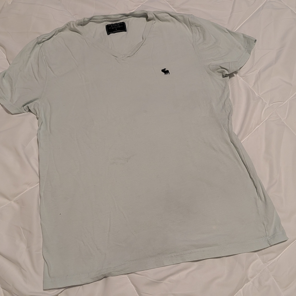 Abercrombie & Fitch Pale Gray V-Neck Tee